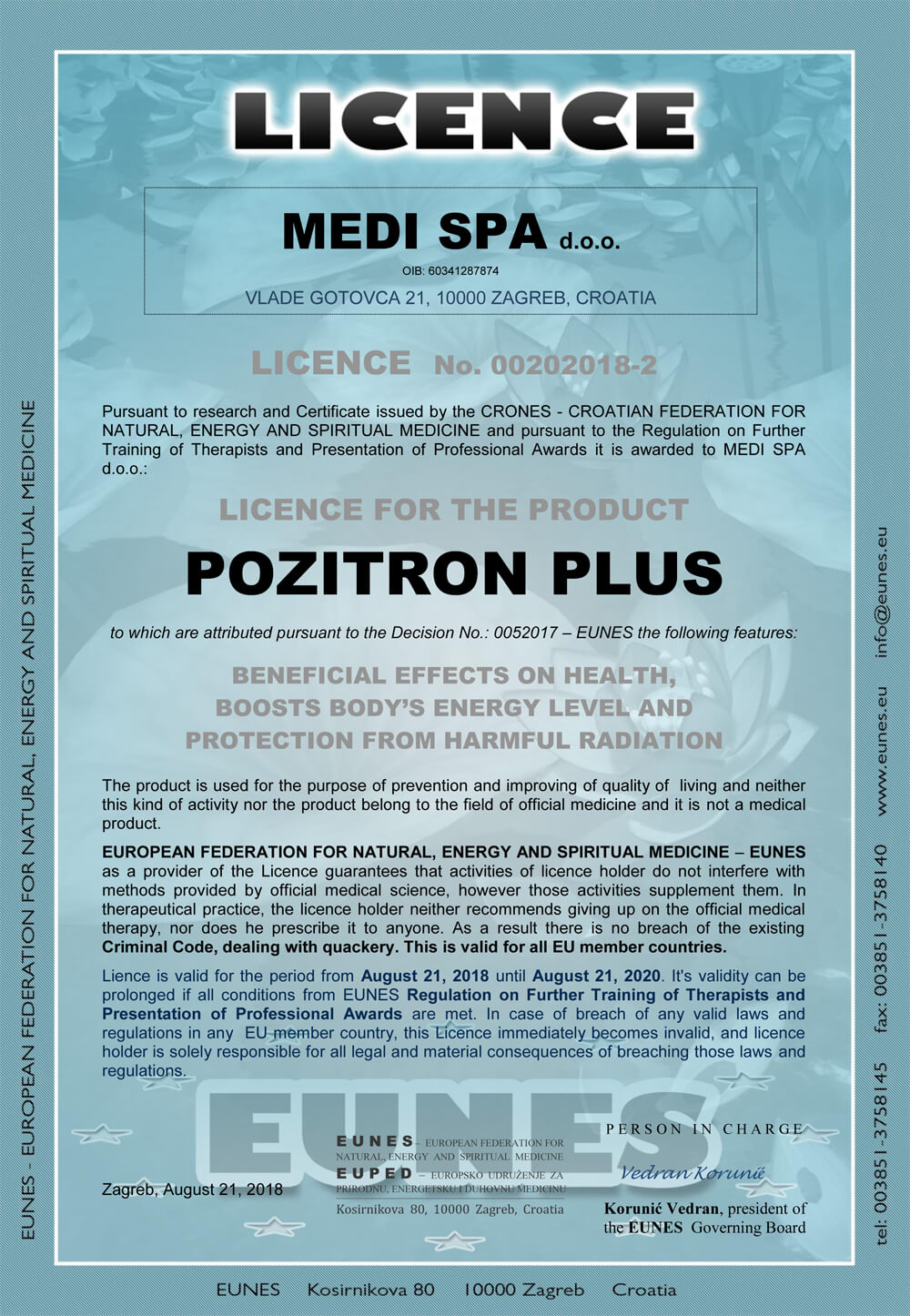 EUNES-LICENCE-POZITRON-PLUS